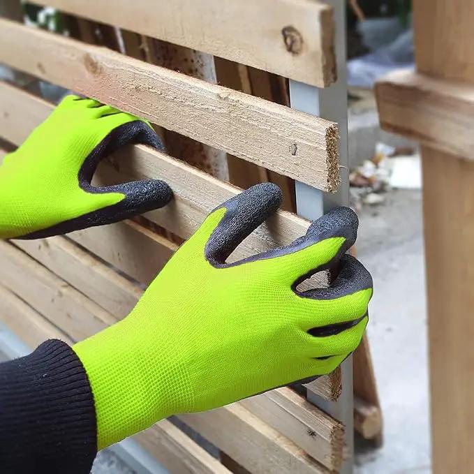 Evridwear Crinkle Latex Rubber Hand Coated Safety Work Gloves for Men Women General Multi Use Construction Warehouse Gardening Assembly Landscaping (S-Size) Lime 120 Pairs Pack by GreenHaven Gardens