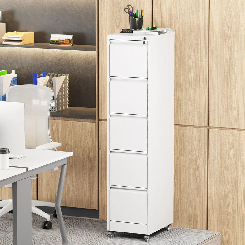 Drawer Metal Locking Vertical File Cabinet With Wheels Heavy Duty Lockable Storage by Unique Piece Furniture