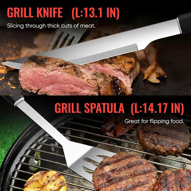 BBQ Accessories Grill Tools Set,Stainless Steel Barbecue Grill Accessories for Outdoor Grill,Barbecue Utensils Grilling Accessories Grilling Gifts for Men,Father's Day/Christmas/Thanksgiving Day by GreenHaven Gardens