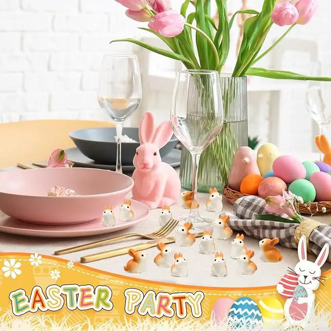 Marsui 100 Pcs Bunny Miniatures Figurines Rabbit Miniature Accessories Easter Garden Landscape Garden Rabbit for Easter Garden Accessories Dollhouses Decoration(Lively Rabbit) by GreenHaven Gardens