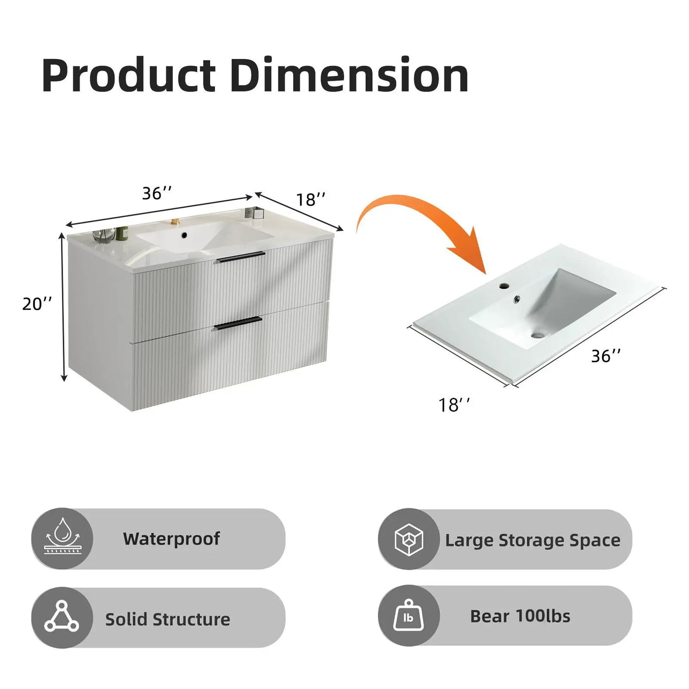 Modern Wall Mounted Floating Bathroom Vanity With Sink And Drawers by Unique Piece Furniture