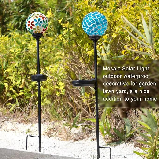 VCUTEKA Solar Garden Lights, Mosaic Solar Light Outdoor Waterproof LED Pathway Stake Light for Landscape Patio Yard Deck Walkway Decoration, 2 Pack by GreenHaven Gardens