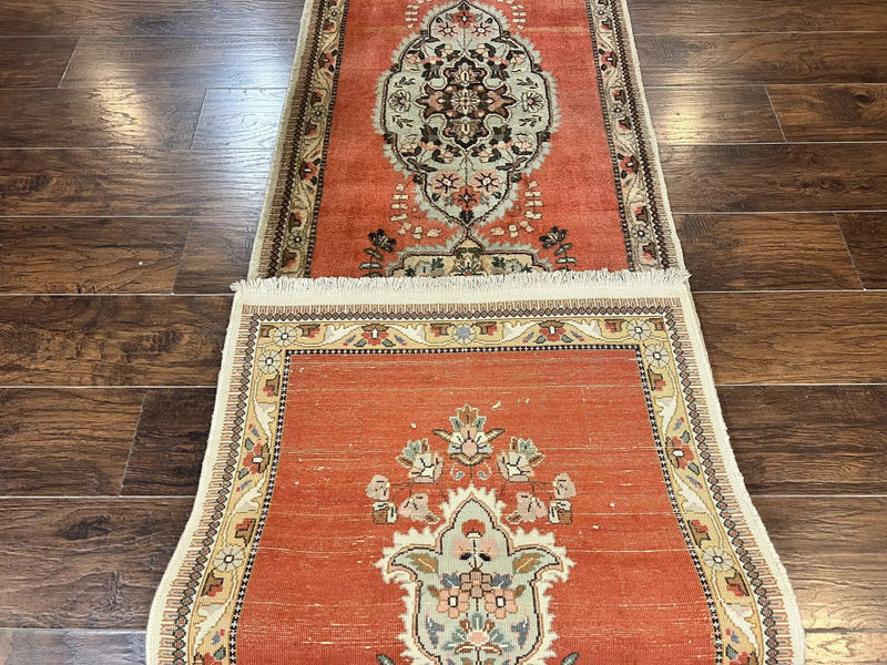 Persian Tabriz Runner Rug 3 x 12, Open Field, Terracotta by Jewel Rugs