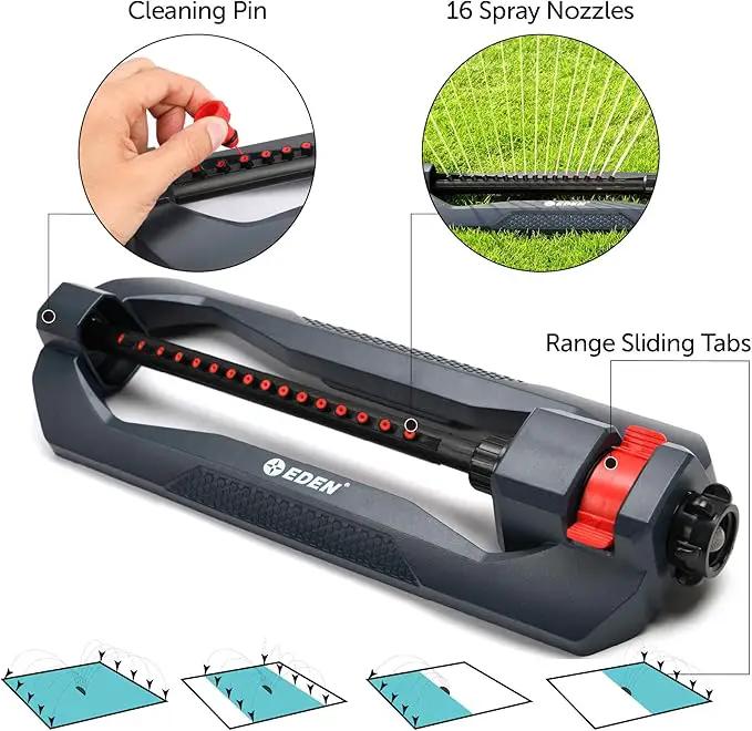 Eden Metal Adjustable 6-Pattern Rotary Gear Drive Garden Sprinkler Bundle with Oscillating Sprinkler for Yard by GreenHaven Gardens