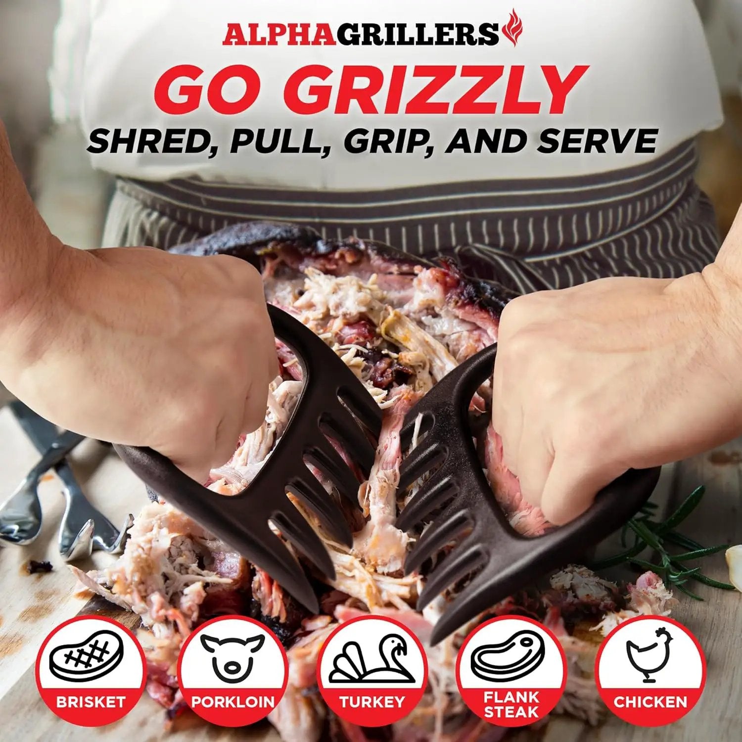 Alpha Grillers Meat Shredder Claws - Grilling Accessories Gifts for Men Dad Him Husband Son Boyfriend Birthday - BBQ Accessories Grill Puller for Cooking Shredding Barbecue Smoker Pulled Pork Chicken by GreenHaven Gardens