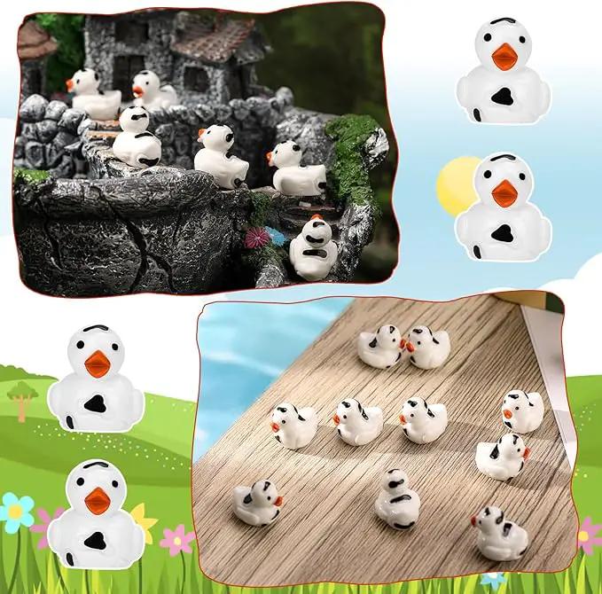 50 Pcs Mini Resin Ducks, Cute Tiny Cow Ducks, Mini Cow Resin Duck Bulk, Fun Cow Print Duck Miniature Duck Figurines, Cow Theme Mini Black White Cow Resin Ducks for Micro Landscape Dollhouse by GreenHaven Gardens