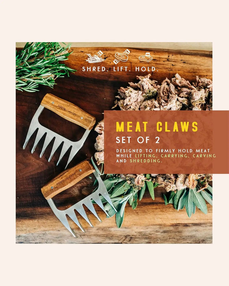 Premium 18/8 Stainless Steel Meat Shredder Claws with Wooden Handles: Effortlessly Shred, Pull, and Serve Pork, Turkey, Chicken, and Brisket! by GreenHaven Gardens