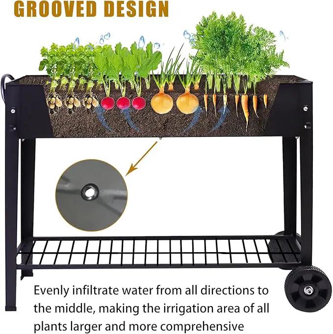 aboxoo Large Planter Raised Beds with Legs Outdoor Metal Planter Box on Wheels Elevated Garden Bed for Vegetables Flower Herb Patio (40" L x 11" W x 31.5" H) by GreenHaven Gardens