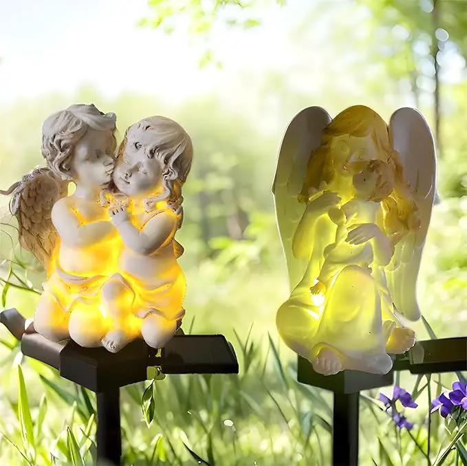 QH & Garden 2-Pack Angel Solar Garden Light - LED Waterproof Lights Mother's Day Gift,Solar Powered Garden Stake Lights for Balcony, Yard, Lawn, Pathway, Walkway-Angel Statues Grave Decorations by GreenHaven Gardens