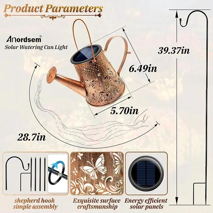 Anordsem Solar Watering Can Lights: Garden Light Outdoor Waterproof for Yard Decorative - Butterfly Hanging Lantern with Hook Patio Path Proch Decor - Gardening Gifts for Women Mom Grandma by GreenHaven Gardens