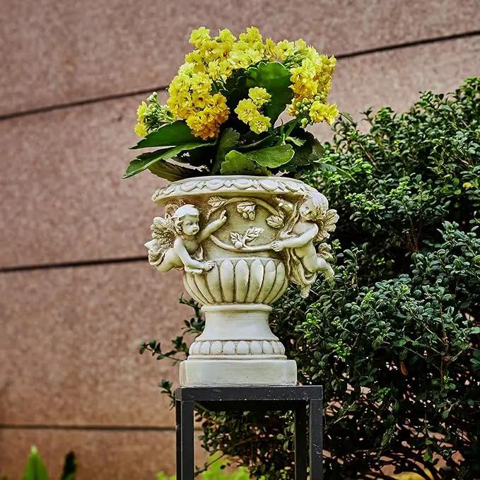 Cherub Angel Planters, Cherub Planter Flower Pots with Drain Hole for All House Plants, Patio Yard Decor, Polyresin, 8.46" H by GreenHaven Gardens