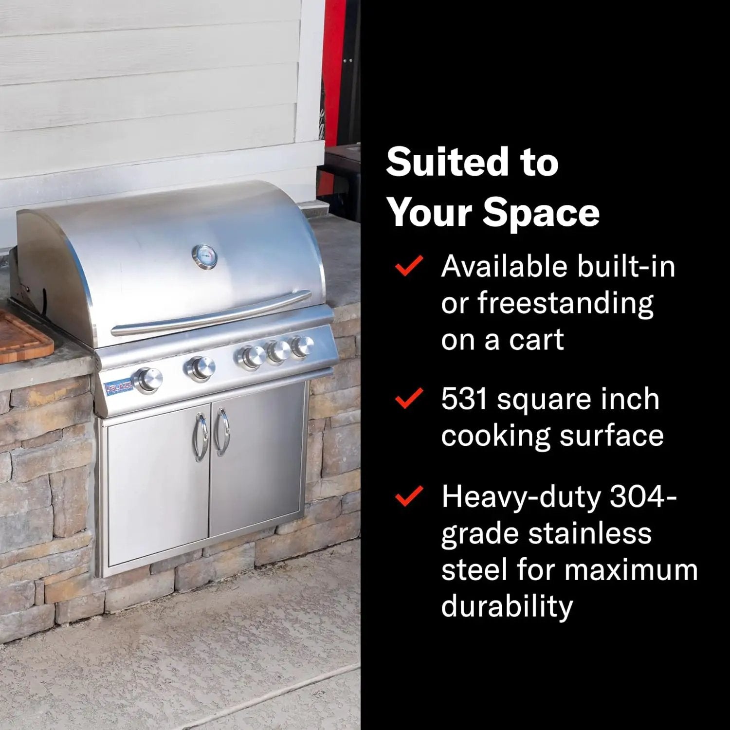 Blaze Outdoor Grill | 32-Inch Stainless Steel Propane BBQ Grill | 4 Burner Barbecue | Premium Outdoor Kitchen Grilling | Rear Infrared Burner & Grill Lights | BLZ-4LTE2-LP by GreenHaven Gardens