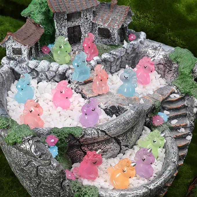 100 PCS Mini Resin Unicorn Luminous Tiny Unicorn Miniature Figurines Glow in The Dark Mini Resin Animals Suitable for DIY Cake Ornaments Crafts Moss Landscape Decoration by GreenHaven Gardens
