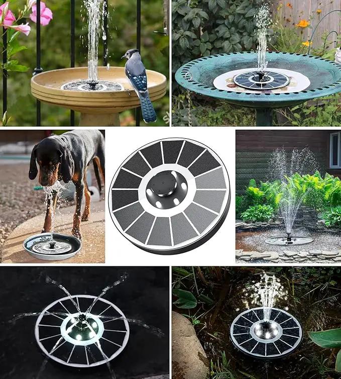 Solar Fountain Glass Panel with 2200 mah Battery, 3.5W Floating Solar Water Fountain with 4 Fixed Rods, Solar Fountain Pump for Bird Bath, Garden, Pond, Pool, Outdoor-White Lights by GreenHaven Gardens