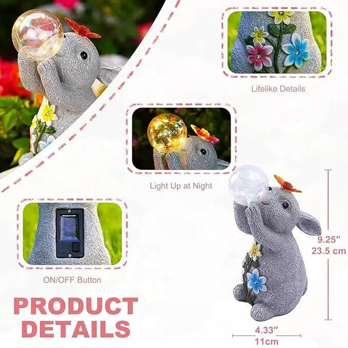 Solar Rabbit Outdoor Garden Statues: Outside Decor with Lights Clearance for Yard Art Lawn Ornaments Porch Patio Balcony Home House - Birthday Gifts for Grandma Mom Women by GreenHaven Gardens