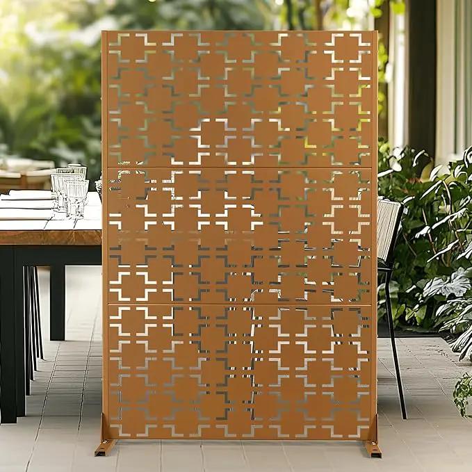 Outdoor Privacy Screen,72" H×47" W Metal Privacy Screen, Freestanding Privacy Fence Panels for Patio by GreenHaven Gardens