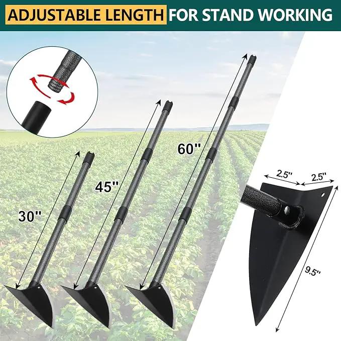 Hoe Garden Tool, Triangle Hoe Gardening Weeding Tool, 60" Long Handle Heavy Duty Manual Weeder Gardening Hand Tools for Weeding, Digging, Loosening Soil by GreenHaven Gardens