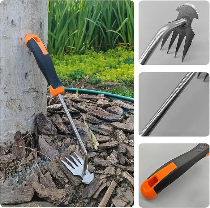 Weeder Puller Tool, Stainless Steel Thickened Hand Weeder Tool, Portable Weed Remover Tool,4 Teethe Waterproof Manual Weed Puller, Multi Function Garden Tools for Yard (Rubber Handle) by GreenHaven Gardens