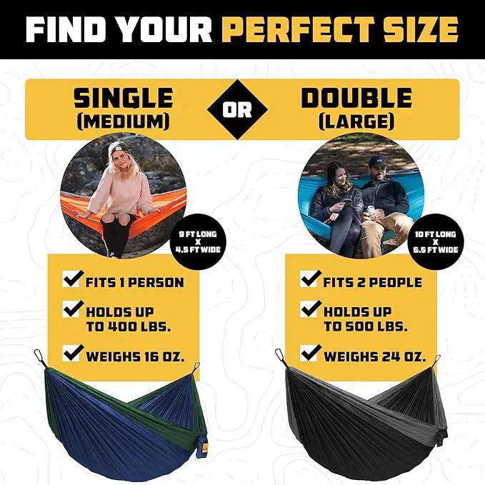 Wise Owl Outfitters Camping Hammock – 500lbs Portable Hammock with Tree Straps - Travel, Backpacking, Hiking, Outdoors Camping Gear - Single or Double by GreenHaven Gardens