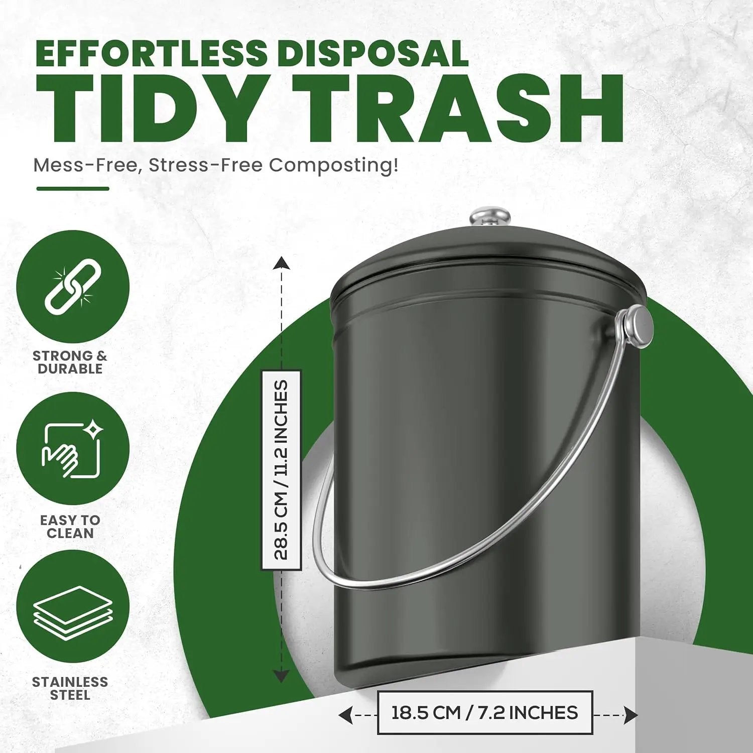 Utopia Kitchen Compost Bin for Kitchen Countertop, 1.3 Gallon Compost Bucket for Kitchen with Lid, Includes 1 Spare Charcoal Filter (Grey) by GreenHaven Gardens