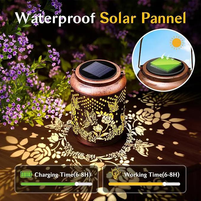 Hyriony Butterfly Solar Lanterns Outdoor Waterproof Metal Hanging Lights, Garden Decor Gifts for Women, Mom, Grandma Solar Decorations for Yard, Patio, Backyard, Porch, Lawn, Walkway, Tabletop by GreenHaven Gardens