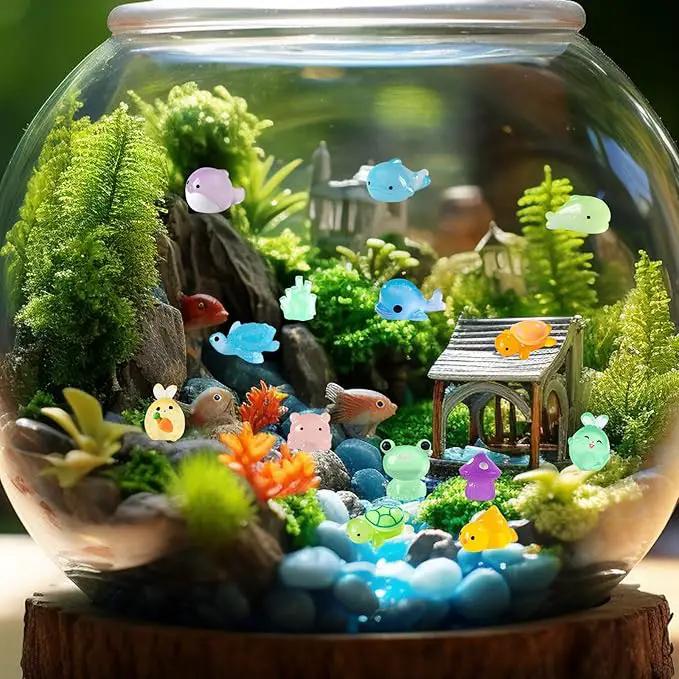 90 Pcs Mini Resin Animals Glow in The Dark Miniature Figures for Garden Accessories,for Craft,Garden Decoration, Goodie Bag Fillers Party Favors Decorations by GreenHaven Gardens