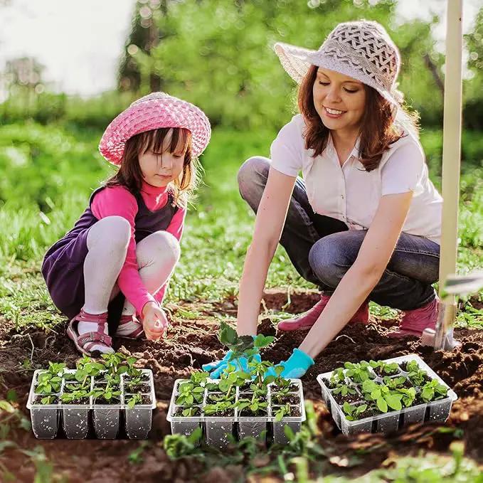 MIXC 360 Cells Seedling Starter Trays Transparent Seed Tray Grow Germination Kit with 30 Plant Lables(1.5 inch x 12 Cells per Tray, 30 Trays) by GreenHaven Gardens