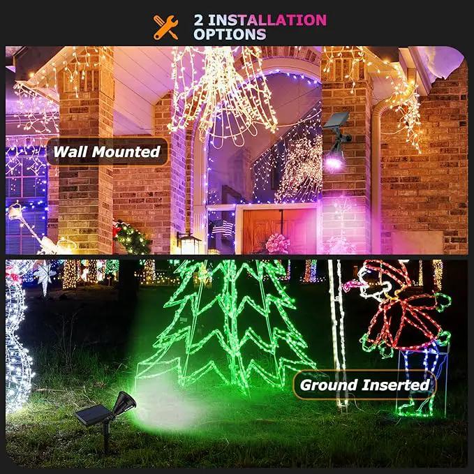 Solar Spotlights Outdoor Color Changing, 180°Adjustable Flag Pole Lights, IP67 Garden Lights Solar Powered Waterproof, Wall Lights for Garden Pool Area Pond, Landscape Solar Light for Yard by GreenHaven Gardens