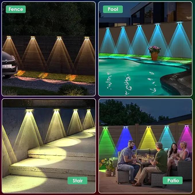 Derynome Solar Fence Lights Outdoor - Dusk to Dawn IP45 Waterproof Solar Garden Lights for Outside, Step, Backyard, Railing, Step, Patio & Wall (Color Change+7 Color, 12 Pack) by GreenHaven Gardens