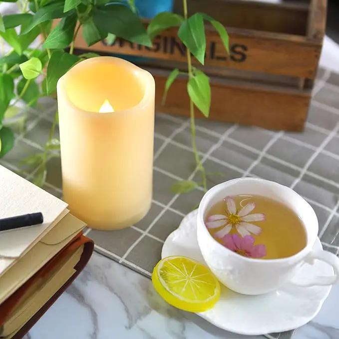 iZAN 3-Pack Outdoor Flameless LED Battery Operated Candles with Remote Waterproof Flickering Electric Pillar Candles for Halloween Chirstmas Home Wedding Party Festival Décor Long Battery Life 3”x5” by GreenHaven Gardens
