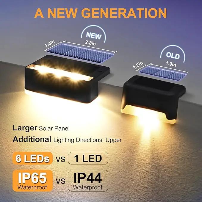 SOLPEX Solar Fence Lights, 6 LEDs Solar Lights Outdoor Waterproof Solar Powered for Deck, Stair, Front Porch, Balcony, Walkway, Garden, Yard, Patio, Pool Decor, IP65 Waterproof (4 Pack, Warm White) by GreenHaven Gardens