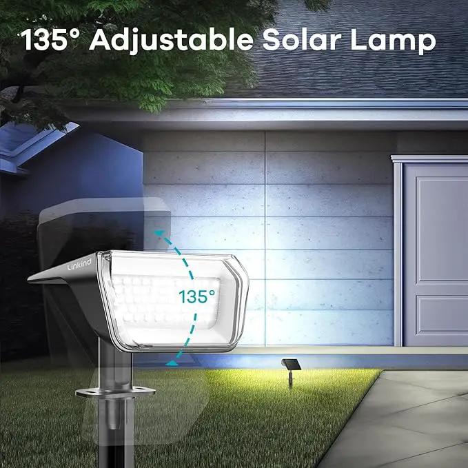 Linkind Solar Spot Lights Outdoor, 60 LEDs Solar Lights Outdoor Waterproof IP67 with 30% Conversion Rate, Ideal for Landscape, Garden, Yard, Pathway (4 Pack, Cool White) by GreenHaven Gardens