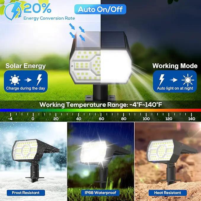 NYMPHY Solar Lights Outdoor Waterproof IP68, 56 LED 3 Lighting Modes Solar Powered Garden Yard Spot Solar Lights for Outside Landscape- 6 Pack (Cool White) by GreenHaven Gardens