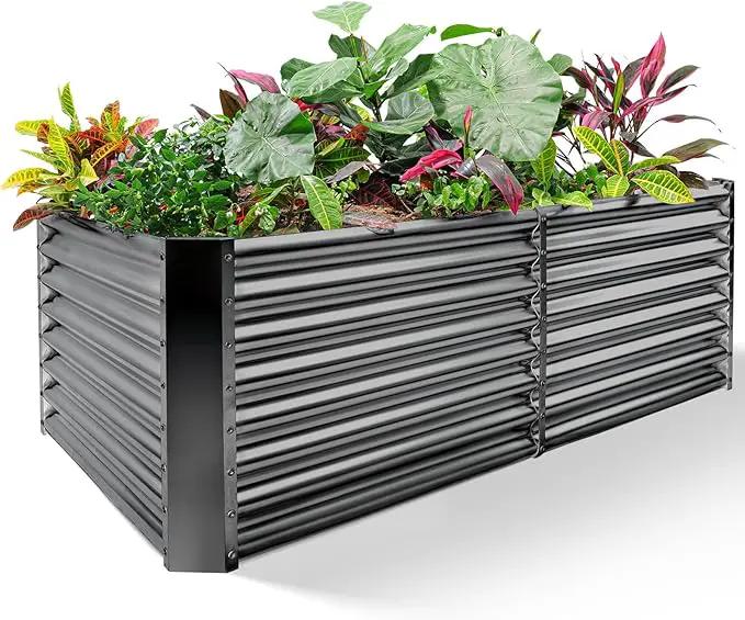 Land Guard 6×3×2 ft Galvanized Raised Garden Bed Kit, Galvanized Planter Raised Garden Boxes Outdoor, Large Metal Raised Garden Beds for Vegetables(Grey)… by GreenHaven Gardens