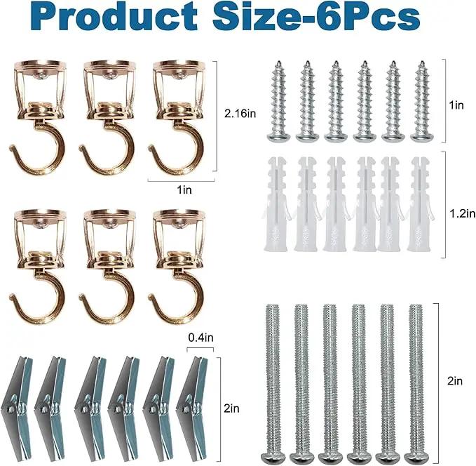 Ceiling Hooks for Hanging Plants (6 PCS Gold),Heavy Duty Metal Plant Hooks, Screw in Hooks for Hanging Birdfeeders, Lamps, Planters, Outdoor Decorative Hooks up to 33 lbs by GreenHaven Gardens