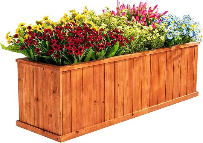 IDZO Wooden Window Box 40 in, Spacious Wooden Planter Boxes with Convenient Drainage Holes, Durable Oil Coated Window Box for Flowers & Plants, Decor Garden, Balcony, Backyard, Easy Assembly by GreenHaven Gardens