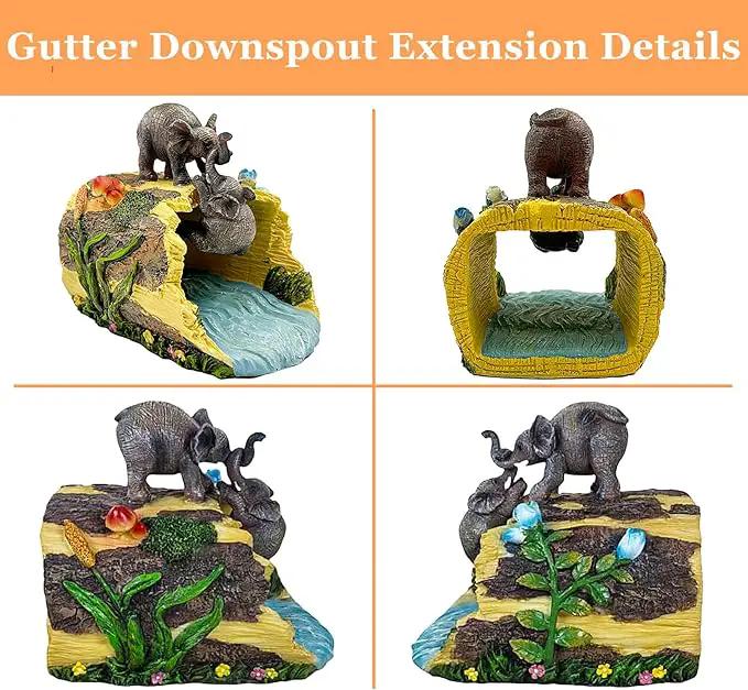 Elephant Sculpture 3"x4" Gutter Downspout Extension, Outdoor Decor Sculpture, Garden Animal Statue, Gutter Diverter Rain, Decorative Gutter Extension Downspout, Eco-Friendly and Durable by GreenHaven Gardens