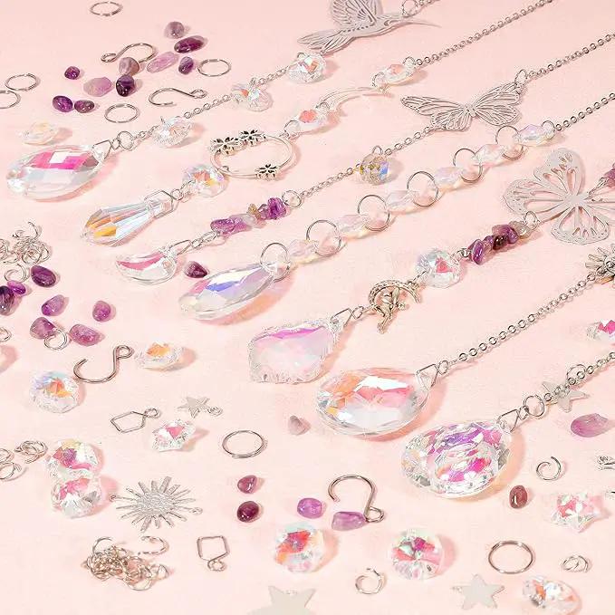 10 Set DIY Suncatcher Making Kits,Crystal Suncatcher Prism Hanging Kit with Hooks/Chain Rainbow Maker,Make Your Own Decorative Hanging Suncatcher for Adults Wedding Windows Home Garden by GreenHaven Gardens