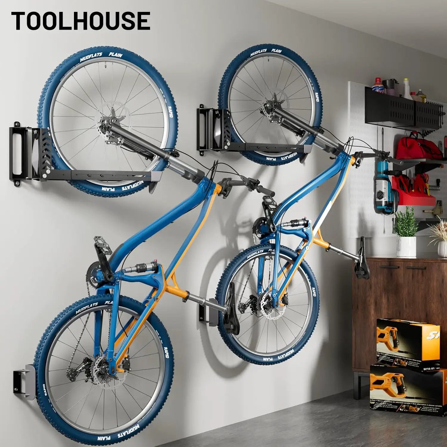 3-Pack Swivel Bike Rack Wall Mount, Bike Hangers for Garage, Space-Saving Vertical Bike Holder, Holds up to 77 lbs, Bicycle Wall Hanger Storage, No Heavy Lifting Required Indoor Hanging Bike Rack by GreenHaven Gardens