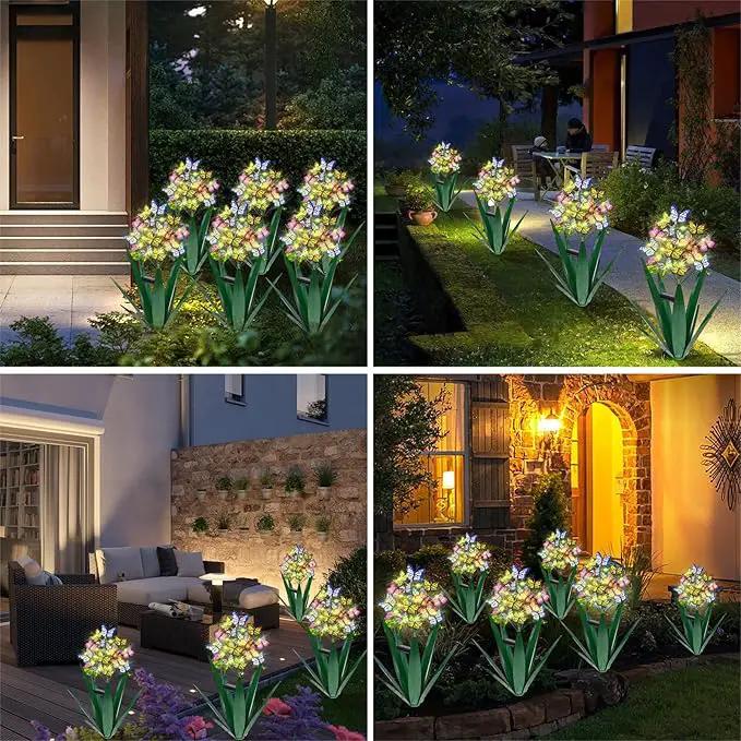 Homight Solar Metal Agave Butterfly Flower Stick Garden Sculpture - Outdoor Gift, Christmas Lights, Swaying Butterfly Sunflower Lights - Solar Outdoor (2 pcs Green) by GreenHaven Gardens
