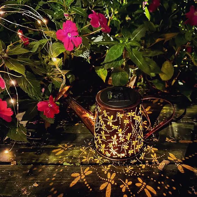 Solar Watering Can Outdoor Lights Garden Decor,Dragonfly Hanging Lantern Waterproof Landscape Lights Outside Decoration for Yard Porch Patio Pathway Gardening Gifts(with 32 inch Shepherd Hook) by GreenHaven Gardens