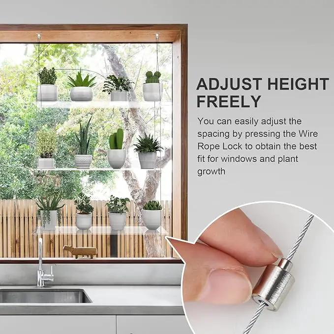 3-Tier Hanging Clear Plant Shelves for Windows, Acrylic Window Wall Plant Stand Shelf for Kitchen Indoor Gardens, Flower, Succulents, Herb, Seedling Organization, and Pots Display, 16 Inch per Tier by GreenHaven Gardens
