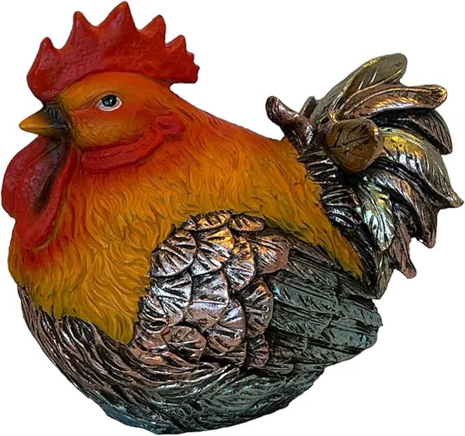 Rooster Garden Statue Quietly Holds a Hidden Key Outside for Your House or in Your Kitchen for Your Car by GreenHaven Gardens