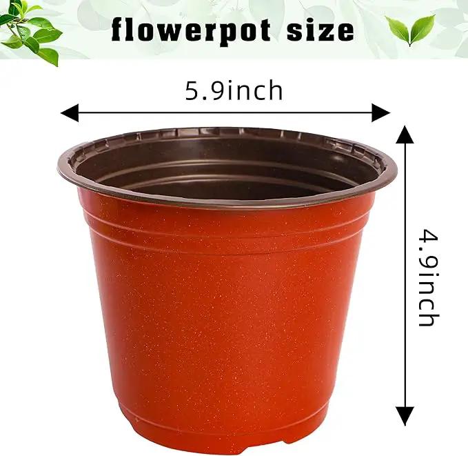 TDHDIKE 6 Inch Plastic Plant Nursery Pot/Pots (200pcs Pots and 200pcs Plant Labels) Seedlings Flower Plant Container (Red) Seed Starting Pots Indoor Outdoor by GreenHaven Gardens