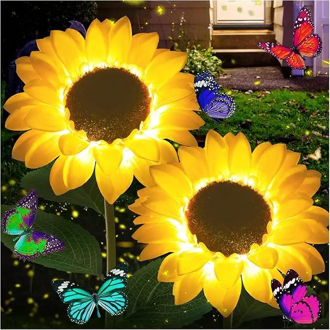 TYNLED Sunflower Solar Garden Lights, 2 Pack Outdoor Solar Powered Garden Stake Lights Waterproof Decoration Flower Landscape Lights for Garden Patio Pathway Backyard by GreenHaven Gardens