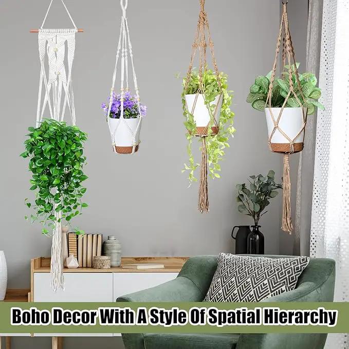 Hoteam 12 Pcs Macrame Plant Hangers Macrame Hanging Planters for Indoor Plants Handmade Boho Hanging Baskets Flower Pots Holder for Outdoor Home Wall Decor by GreenHaven Gardens