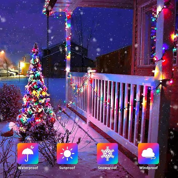 JMEXSUSS 2 Pack Solar String Light 100LED 32.8ft 8 Modes Solar Christmas Lights Waterproof for Gardens, Wedding, Party, Homes, Christmas Tree, Curtains, Outdoors (Multicolor) by GreenHaven Gardens