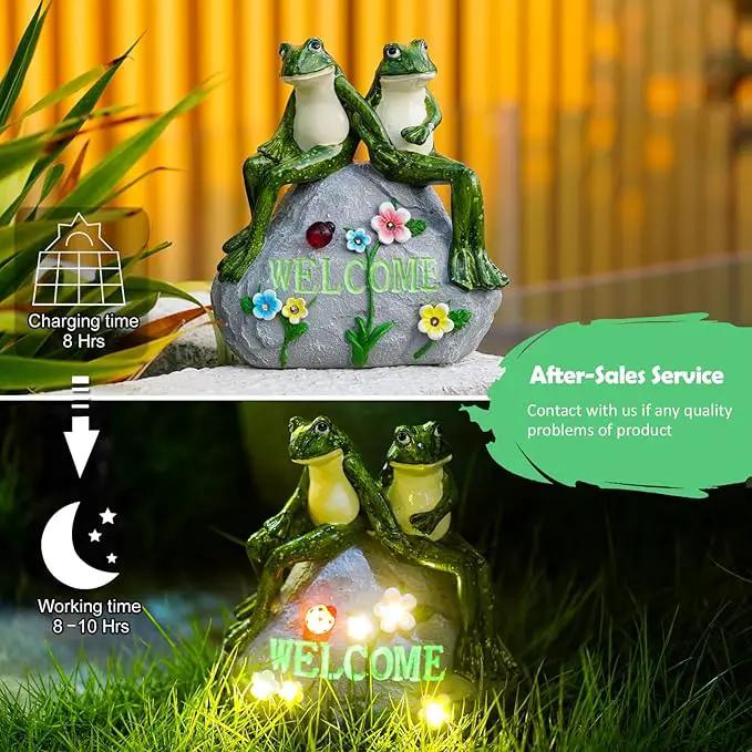 Nacome Solar Garden Outdoor Statues Frog with Succulent and 7 LED Lights - Lawn Decor for Patio, Balcony, Yard Ornament - Unique Housewarming Gifts by GreenHaven Gardens