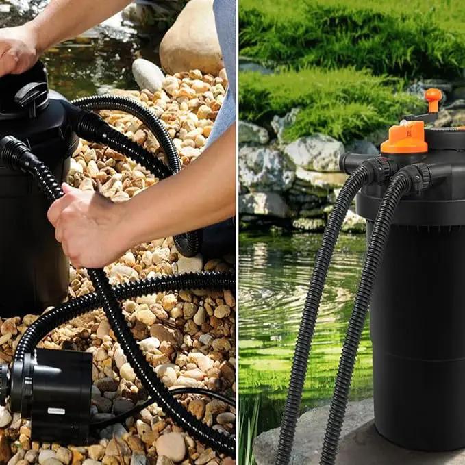 Pond Tubing 3/4” × 10ft- Black Corrugated Flexible PVC Hose, Kinkproof & Strong for Garden Ponds, Waterfall Sump Pump Pond Hose by GreenHaven Gardens