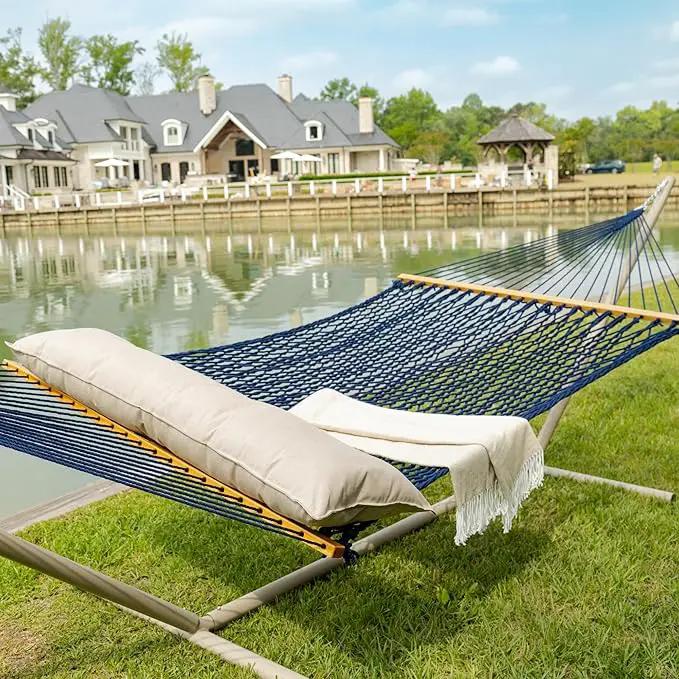 Original Pawleys Island Large Navy DURACORD Rope Hammock with Extension Chains & Tree Hooks, Handcrafted in The USA, 450 LB Weight Capacity, 13 ft. x 55 in. by GreenHaven Gardens